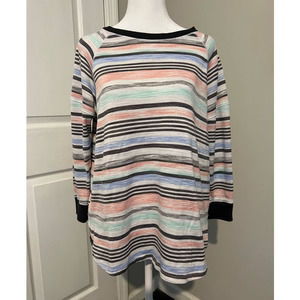 SECRET TREASURES Women's Pajama Top Size‎ M (8-10) Multi Color Striped